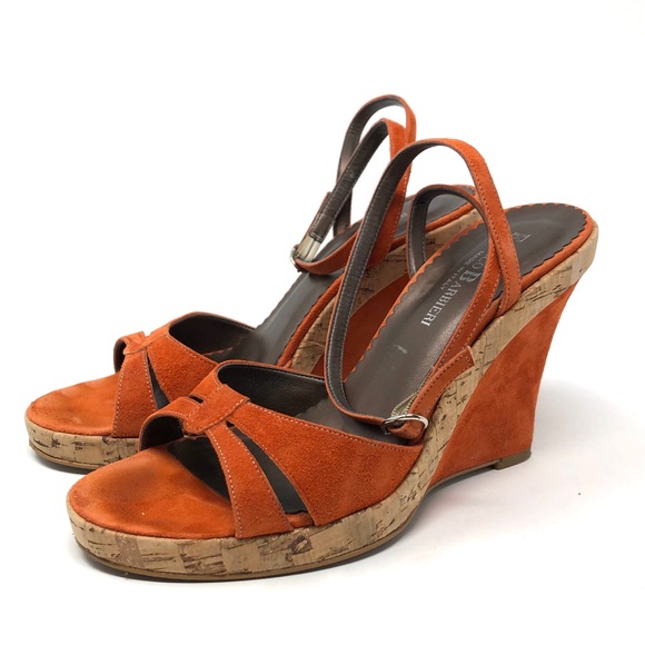 burnt orange wedge sandals